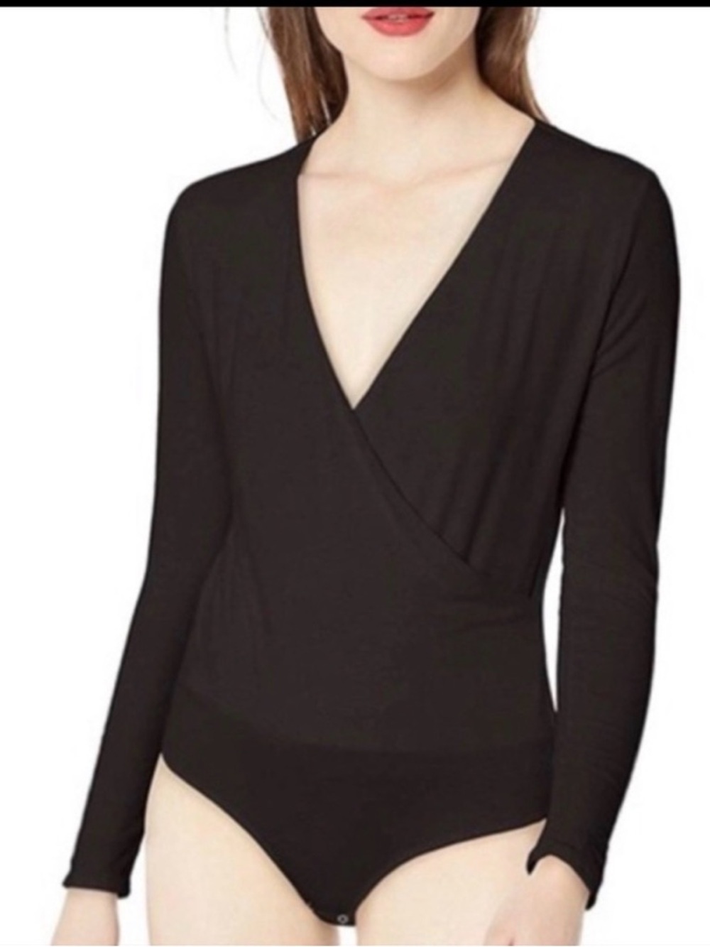 J. Crew Modal Wrap Black Long Sleeve Bodysuit Size Small